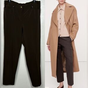 Carlisle High Rise Straight Leg Pants With Pockets In Dark Brown Size 14